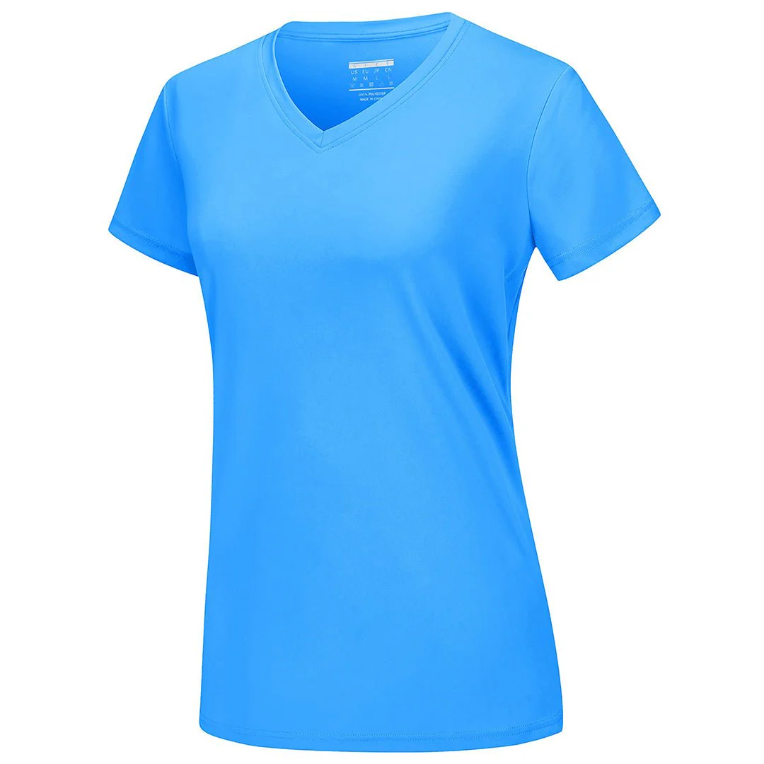 Women's UPF 50+ Sun Protection V-Neck Quick Dry Short Sleeve T-shirts