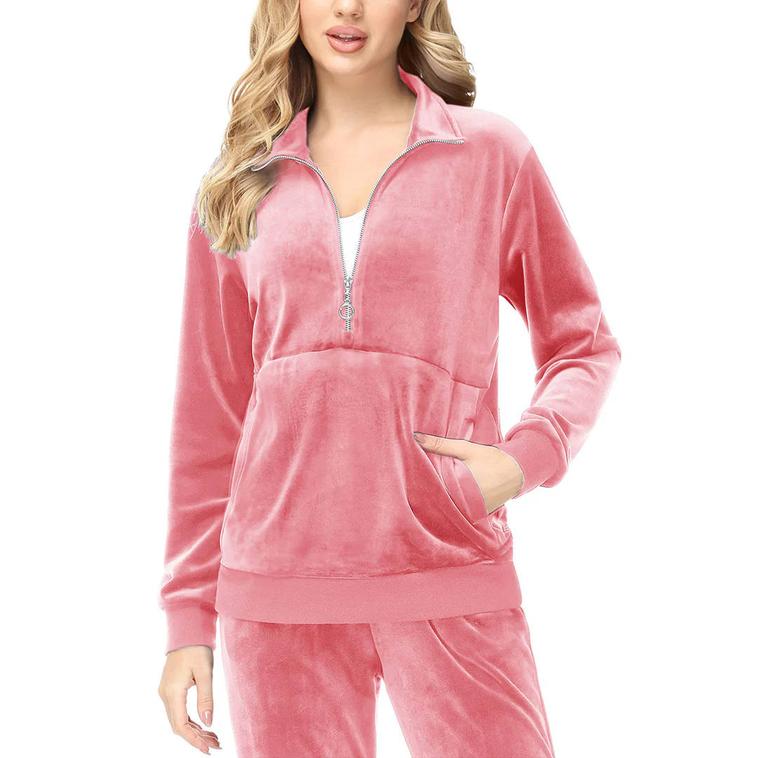 Women's Half Zip Velour Pullovers