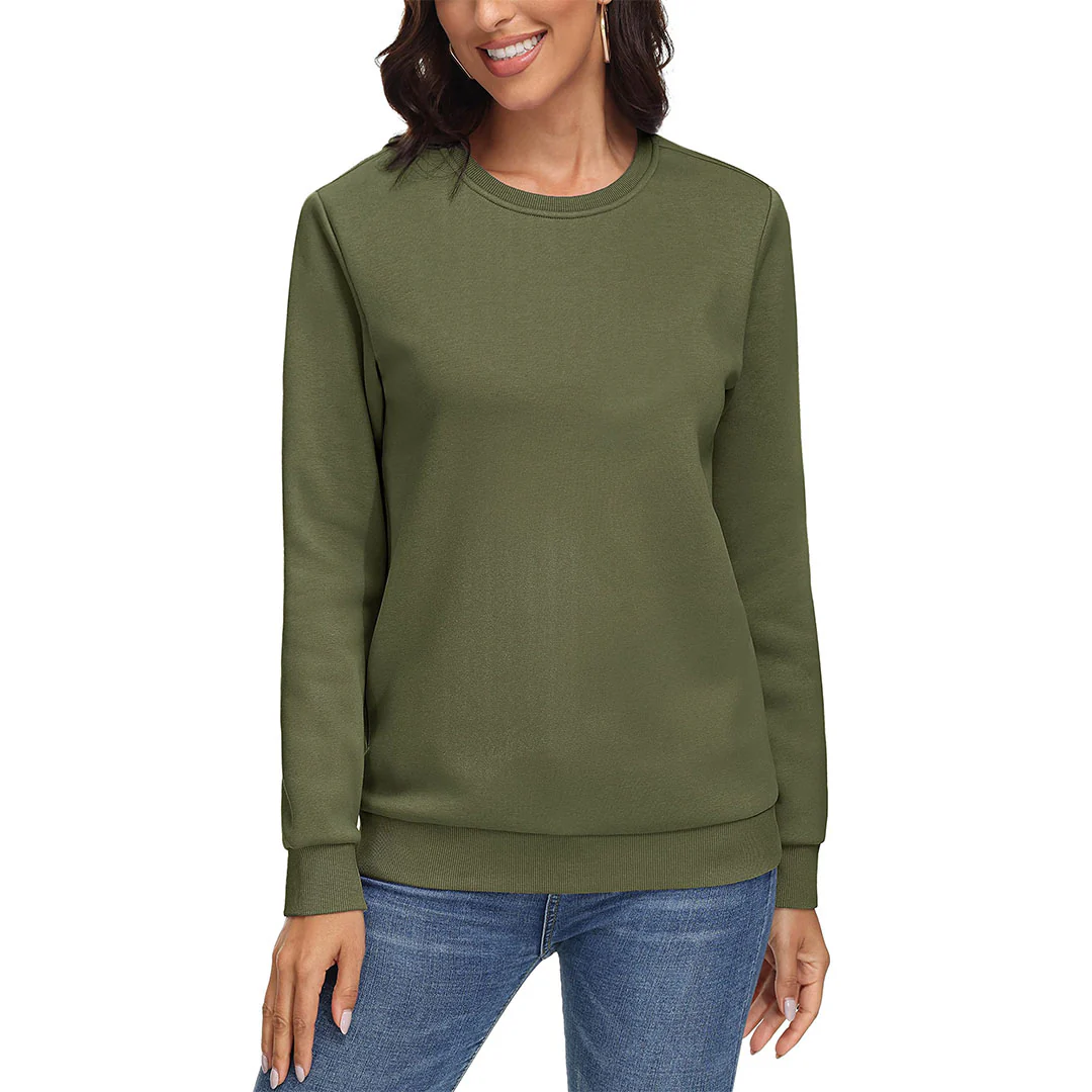 Women's Fleece-Lined Crewneck Casual Sweatshirts