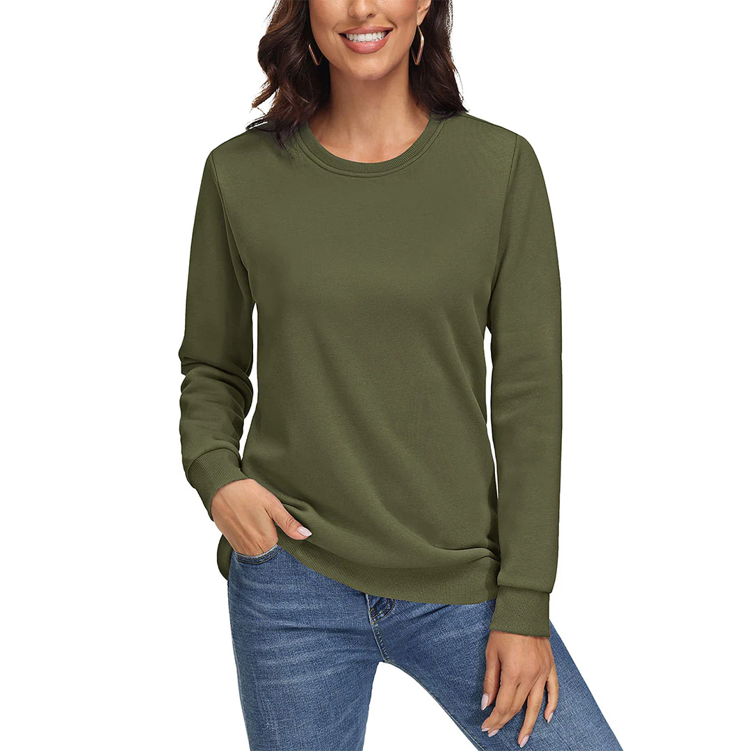 Women's Fleece-Lined Crewneck Casual Sweatshirts