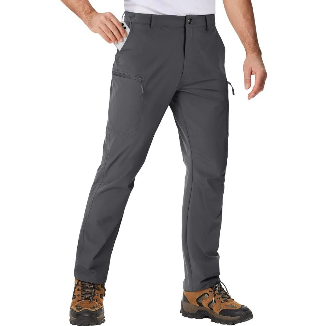Men's Hiking Water Resistant Ripstop Pants Lightweight Quick Dry with 6 Pockets