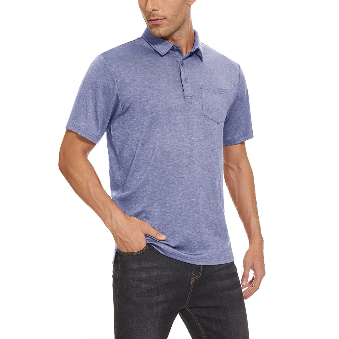 Men's Polo Quick Dry 3 Buttons T-Shirt with Pockets