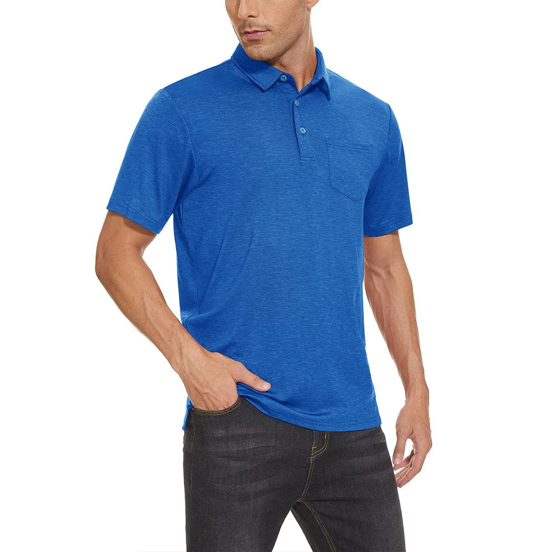 Men's Polo Quick Dry 3 Buttons T-Shirt with Pockets