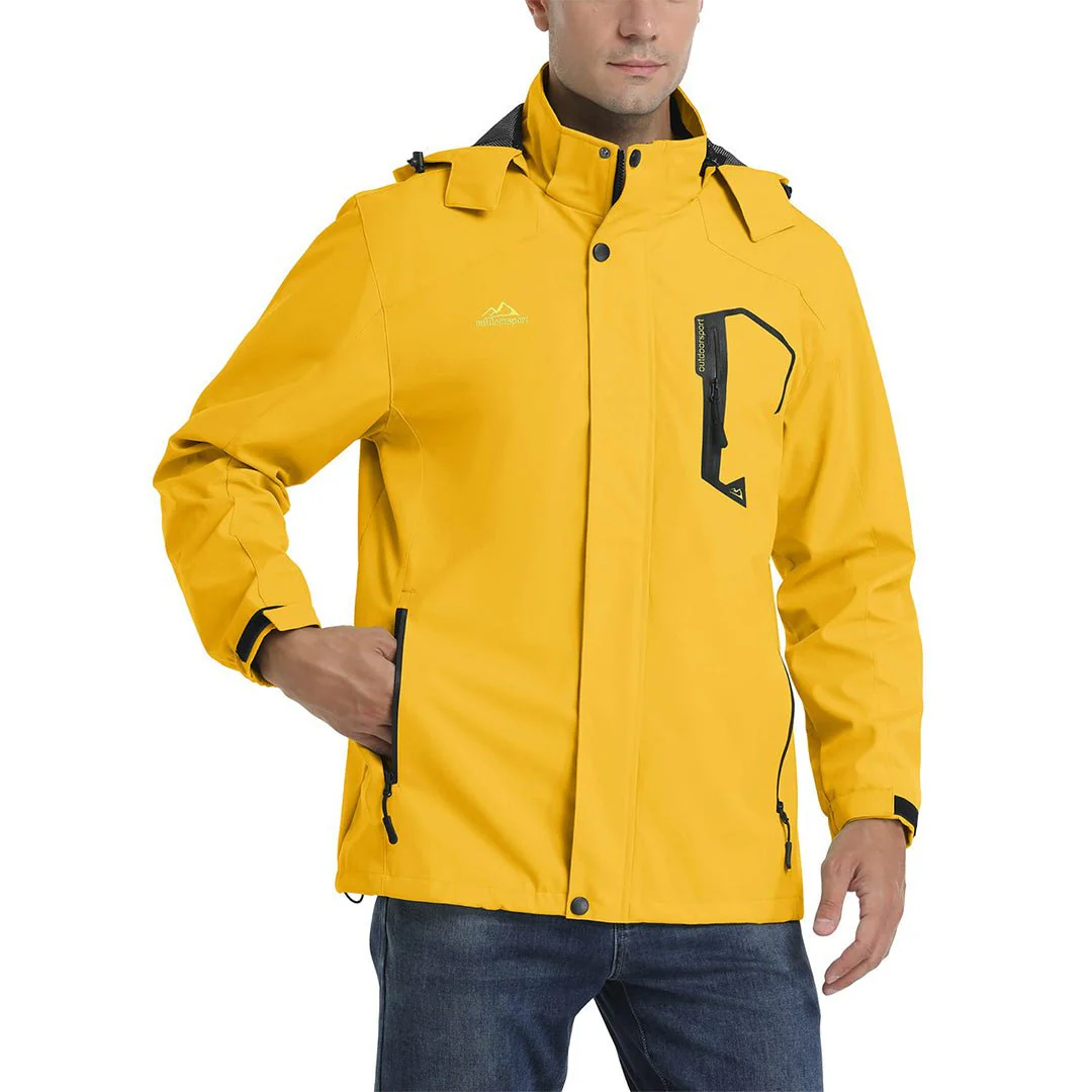 Men's Lightweight Waterproof Windproof Outdoor Hiking Jacket with Zipped Pockets