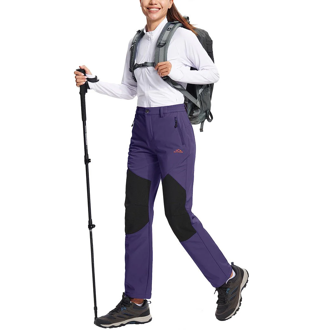 Women's Outdoor Windproof Fleece Lined Hiking Softshell Pants