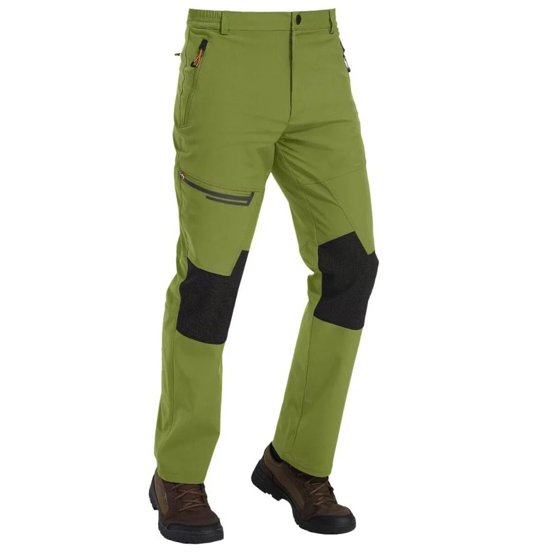 Men's Hiking Fleece Lined Reinforced Knees Softshell Pants