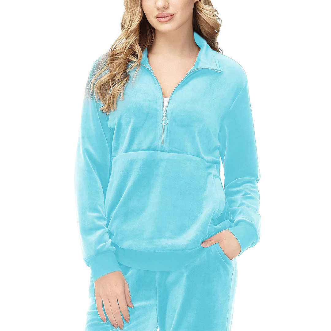 Women's Half Zip Velour Pullovers