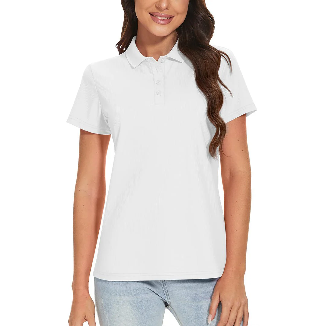 Women's Golf Tennis 4-Button Lightweight Quick-Dry Polo Collared Shirts