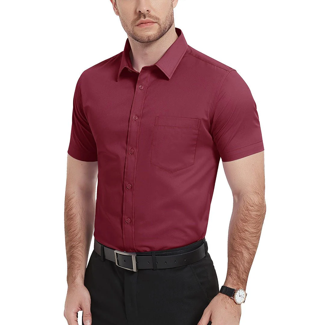 Men's Summer Casual Regular Fit Button Down Short Sleeve T-shirt