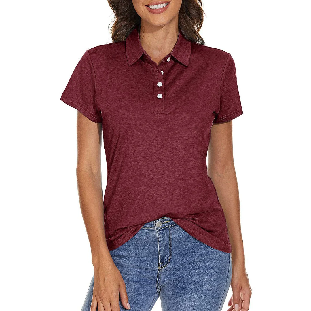 Women's Polo Shirts Quick Dry Golf 4-Button Tops