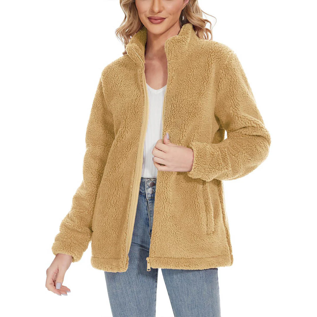 Women's Sherpa Fleece Full Zip Fuzzy Jackets