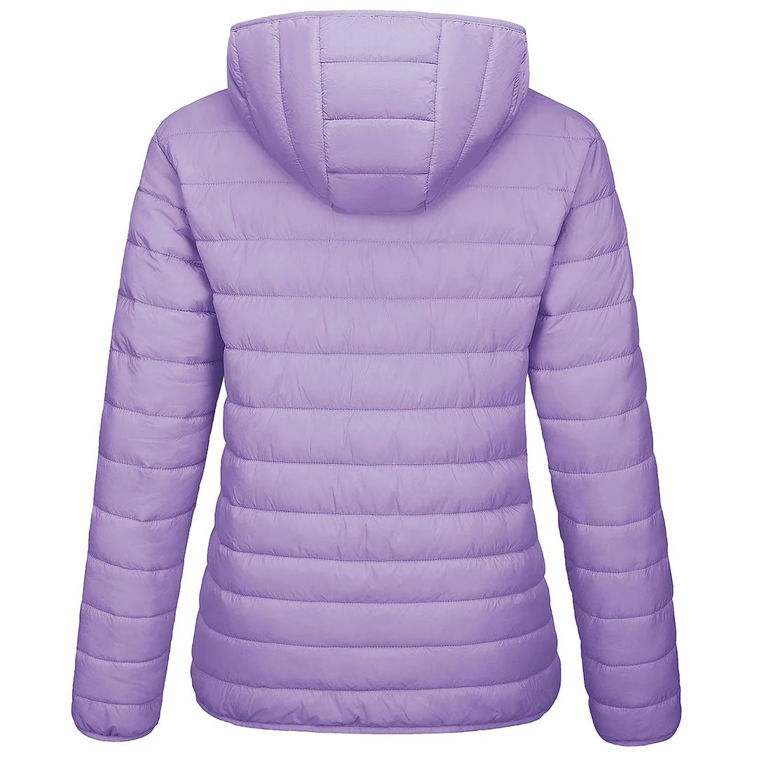 Women's Lightweight Puffer Full-zip Water-Resistant Winter Coat with Hood