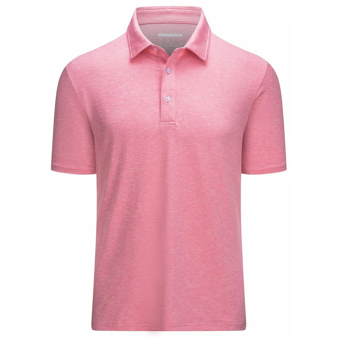 Men's Golf 3 Buttons Spread Collar Solid Quick Dry Polo Shirt