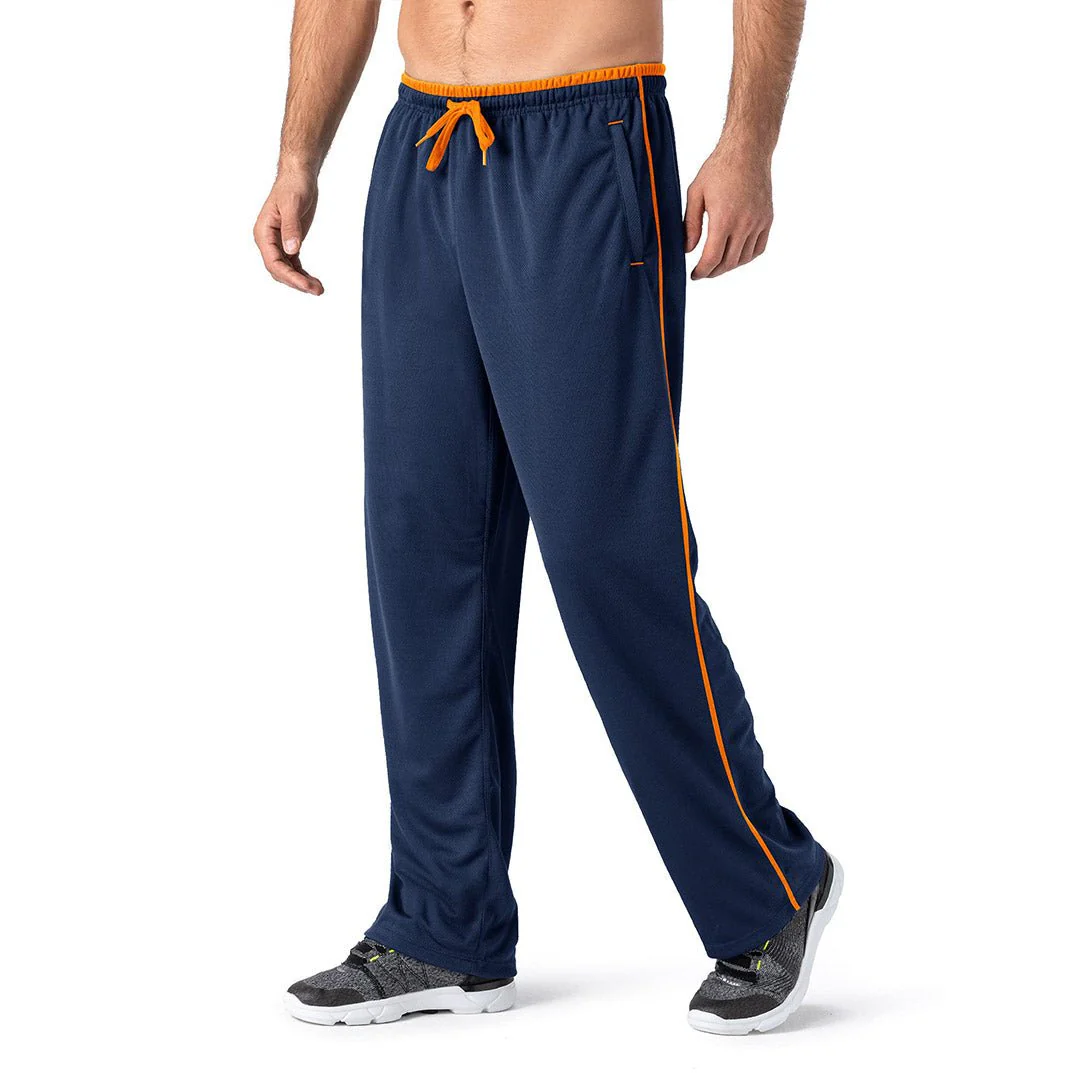 Men's Casual Open Bottom Mesh Sweatpants with Pockets