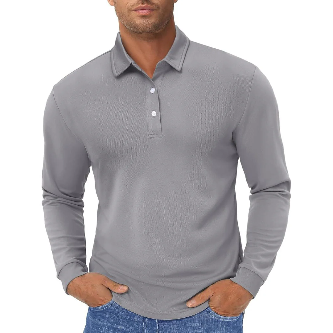 Men's Quick Dry Golf Polo Long Sleeve Shirt