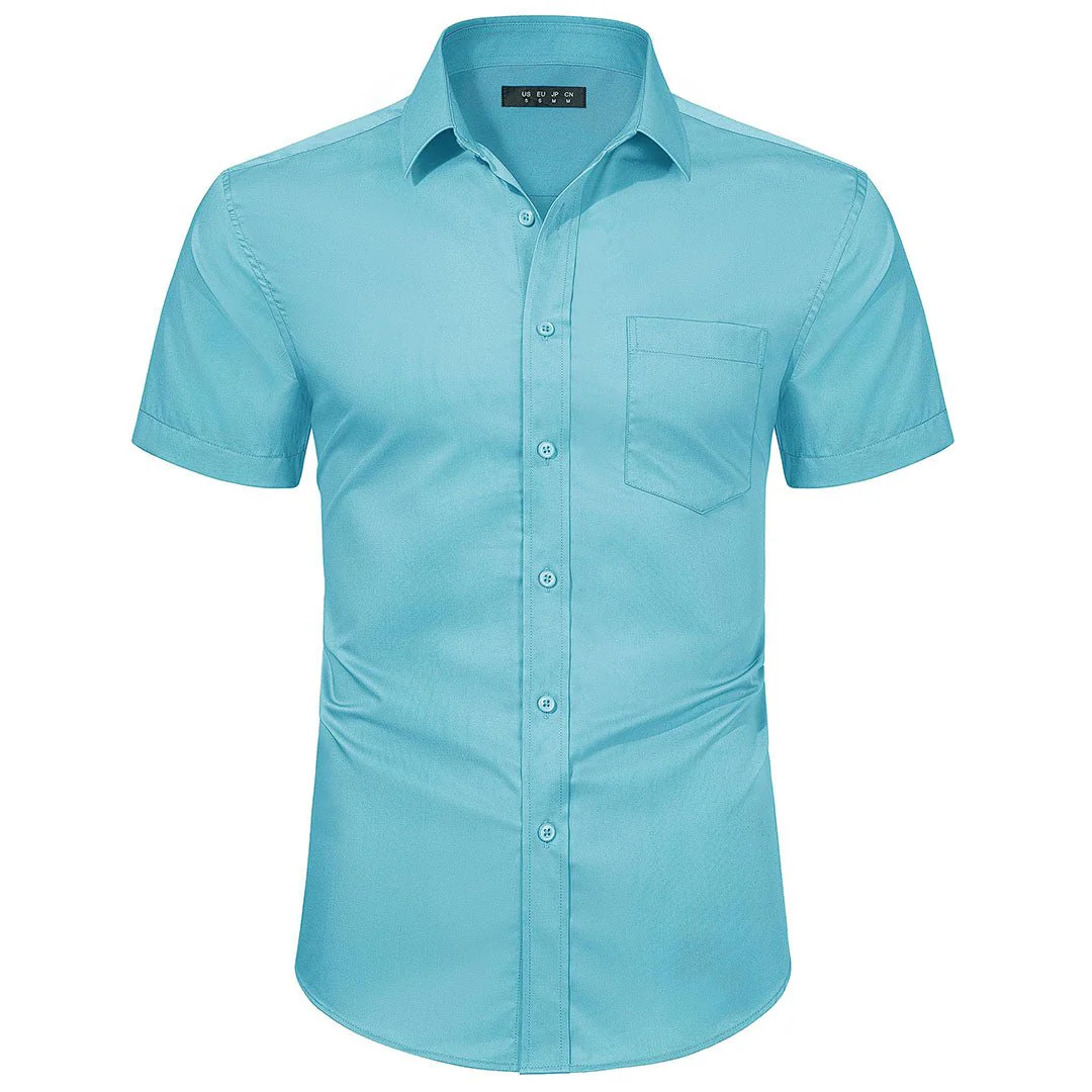 Men's Summer Casual Regular Fit Button Down Short Sleeve T-shirt