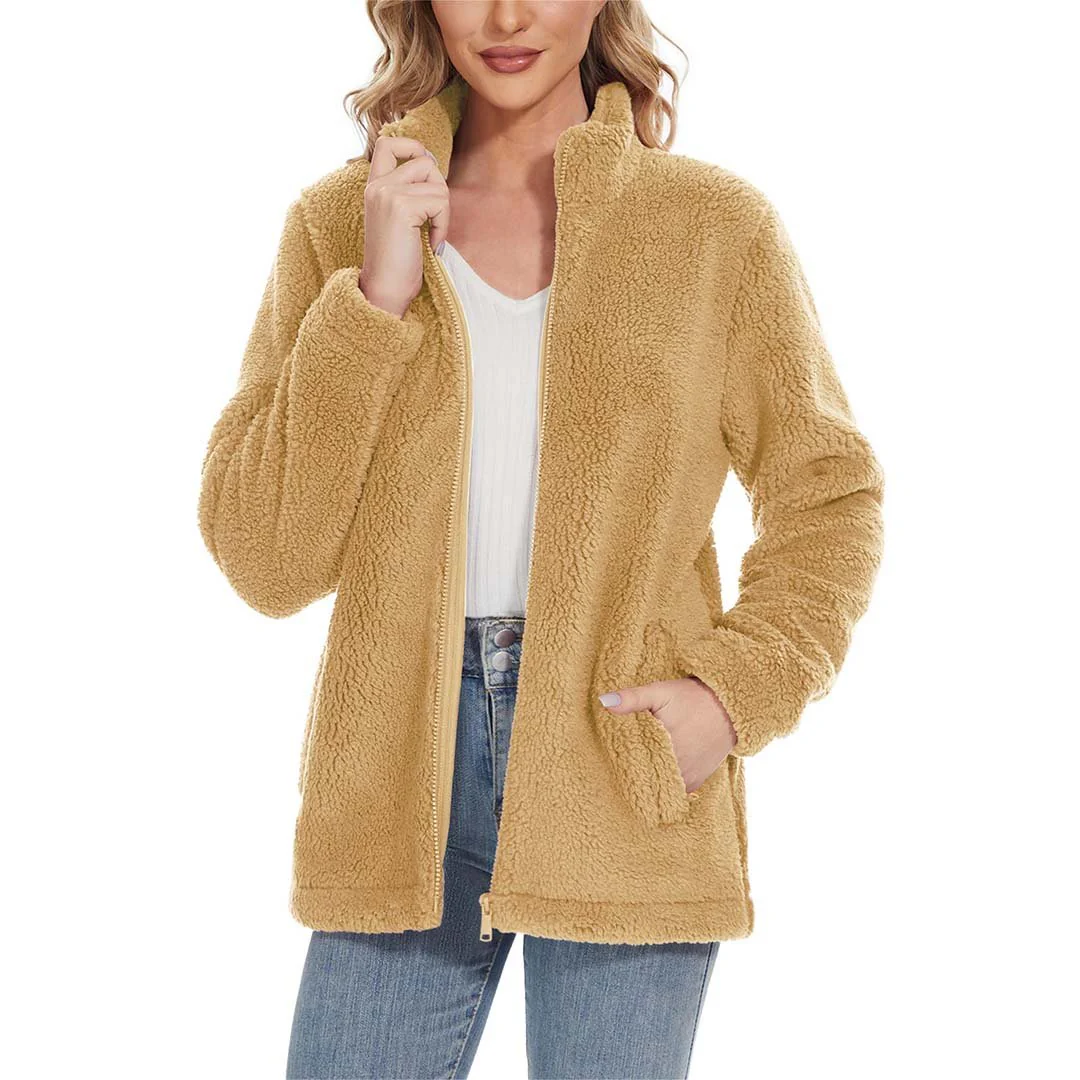 Women's Sherpa Fleece Full Zip Fuzzy Jackets