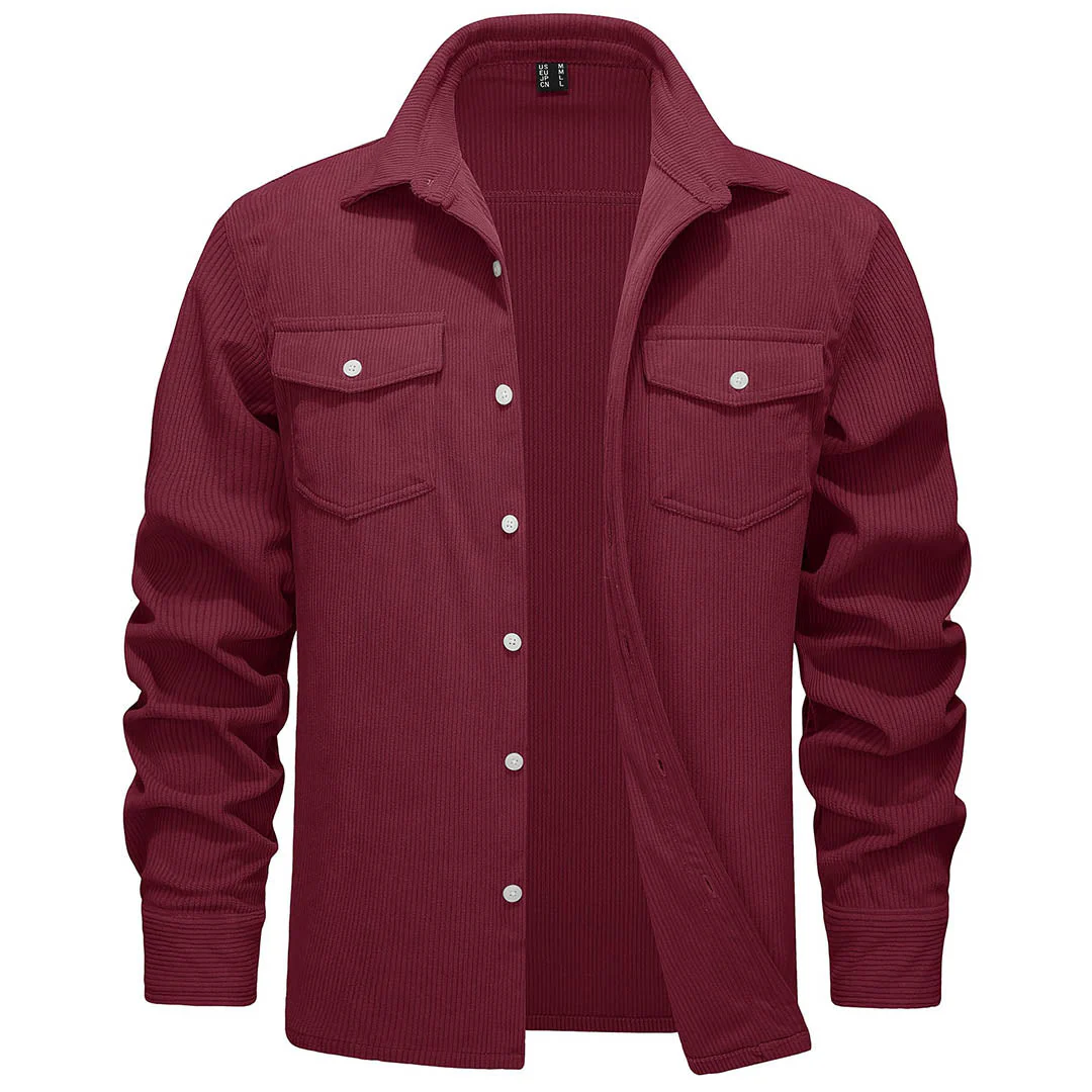 Men's Casual Shacket Lightweight Corduroy Shirt Jacket