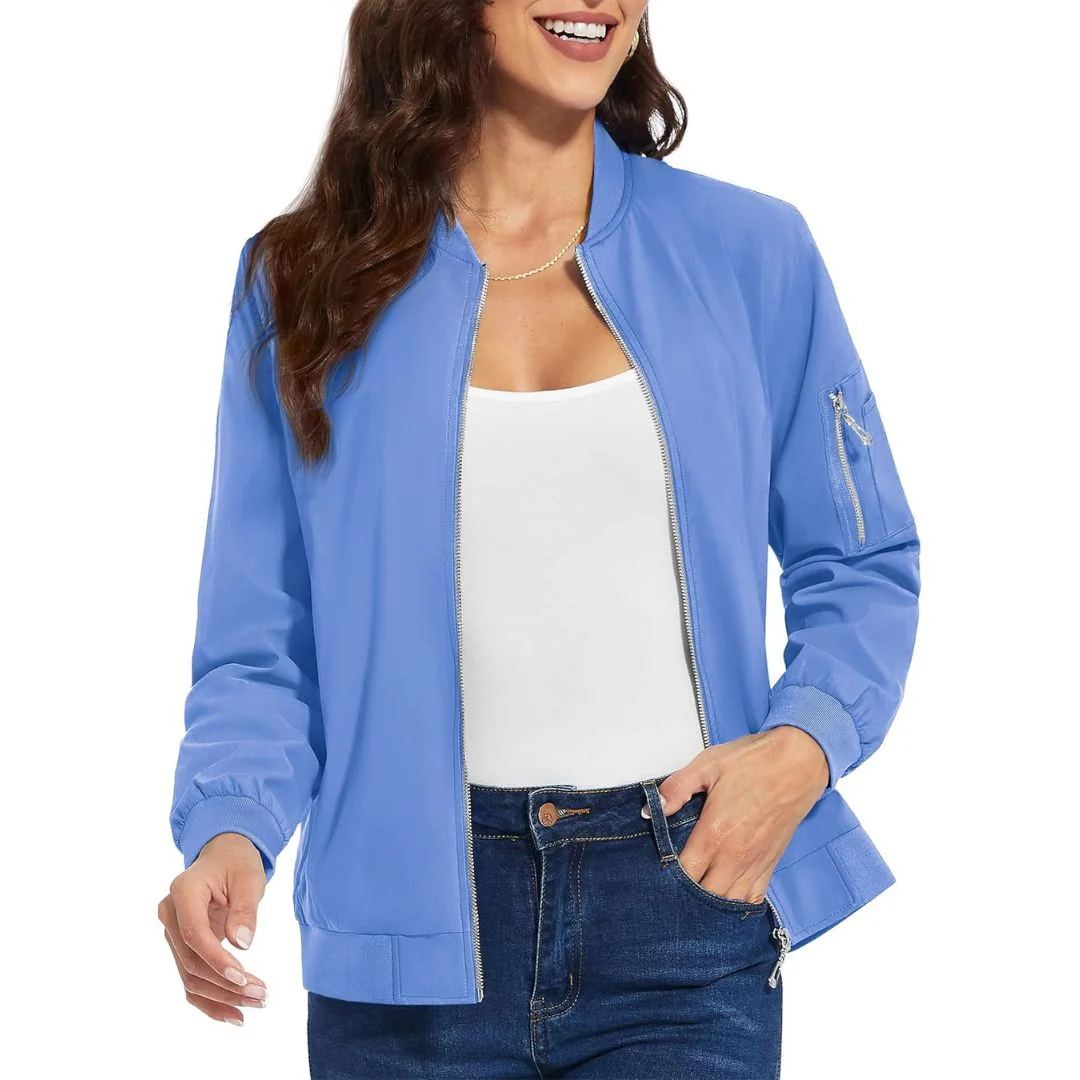 Women's Lightweight Casual Windbreaker Bomber Jackets
