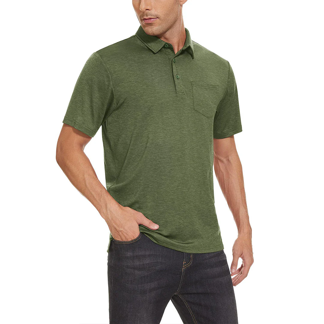 Men's Polo Quick Dry 3 Buttons T-Shirt with Pockets