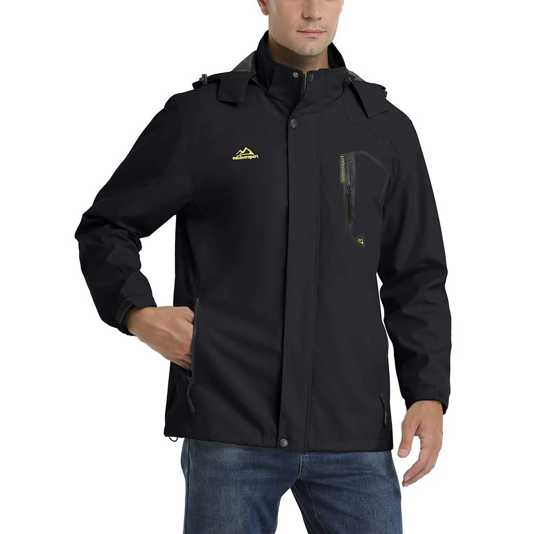 Men's Lightweight Waterproof Windproof Outdoor Hiking Jacket with Zipped Pockets