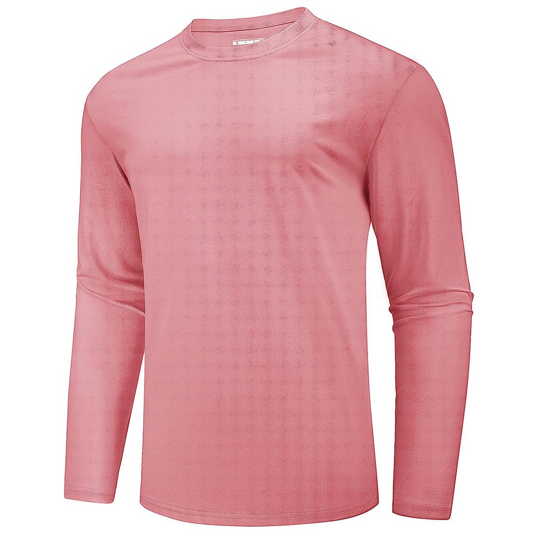Men's Cotton Solid Color Classic Casual Long Sleeve T-shirt