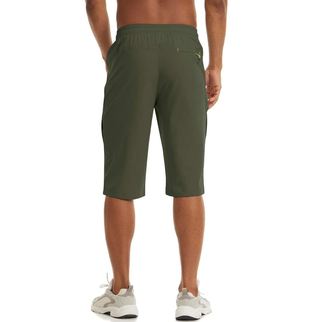 Men's Quick Dry 3/4 Capri Zipper Pockets Long Shorts