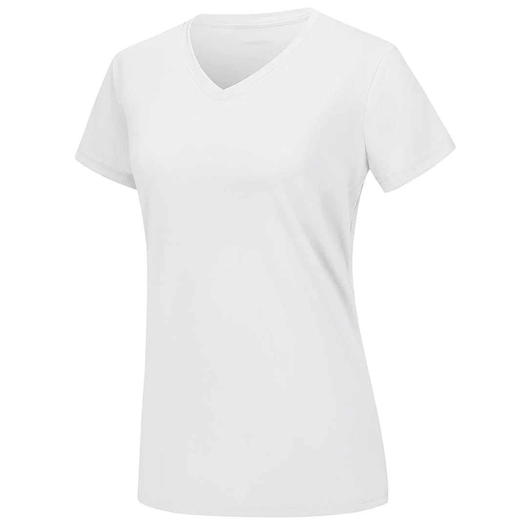 Women's UPF 50+ Sun Protection V-Neck Quick Dry Short Sleeve T-shirts