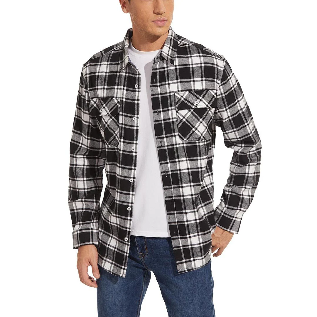 Men's Flannel Tesla Plaid Shirts Long Sleeve