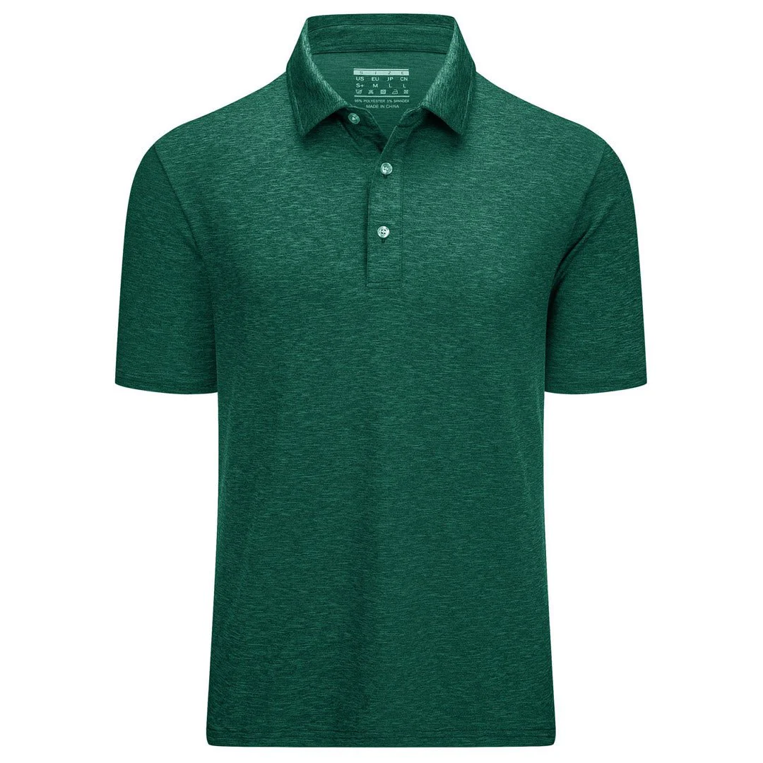 Men's Golf 3 Buttons Spread Collar Solid Quick Dry Polo Shirt