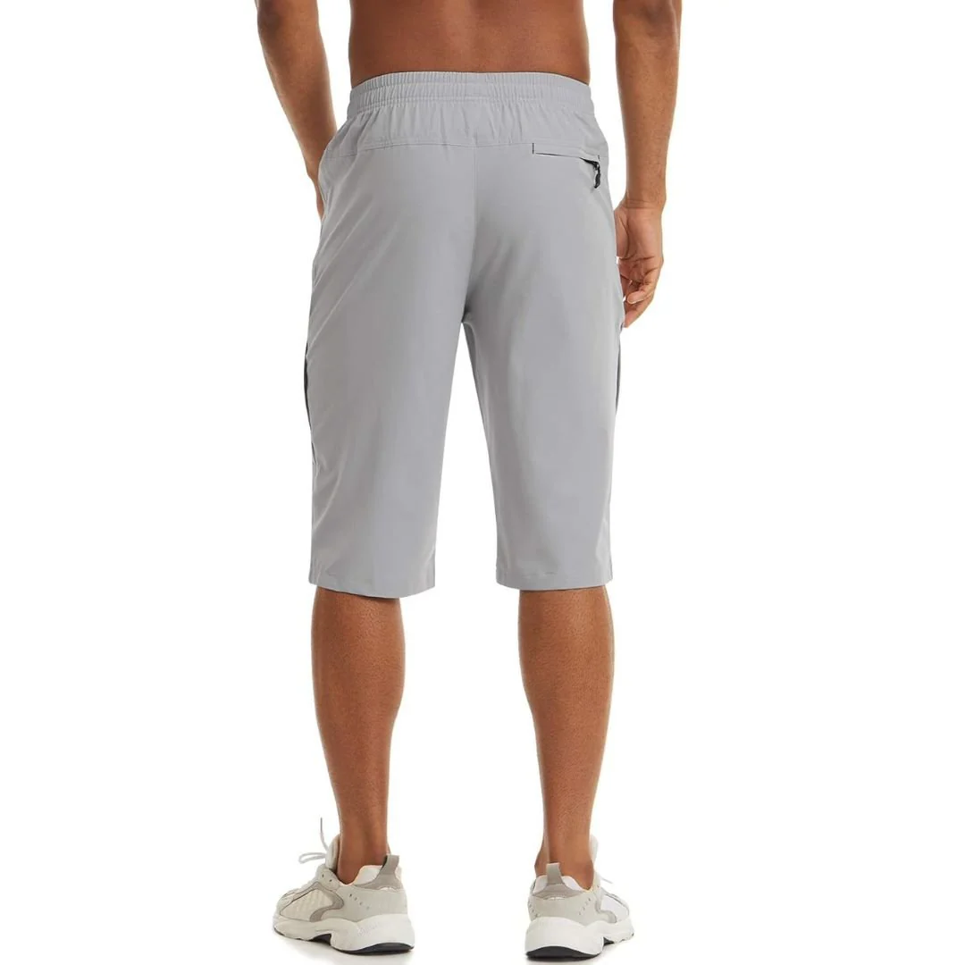 Men's Quick Dry 3/4 Capri Zipper Pockets Long Shorts
