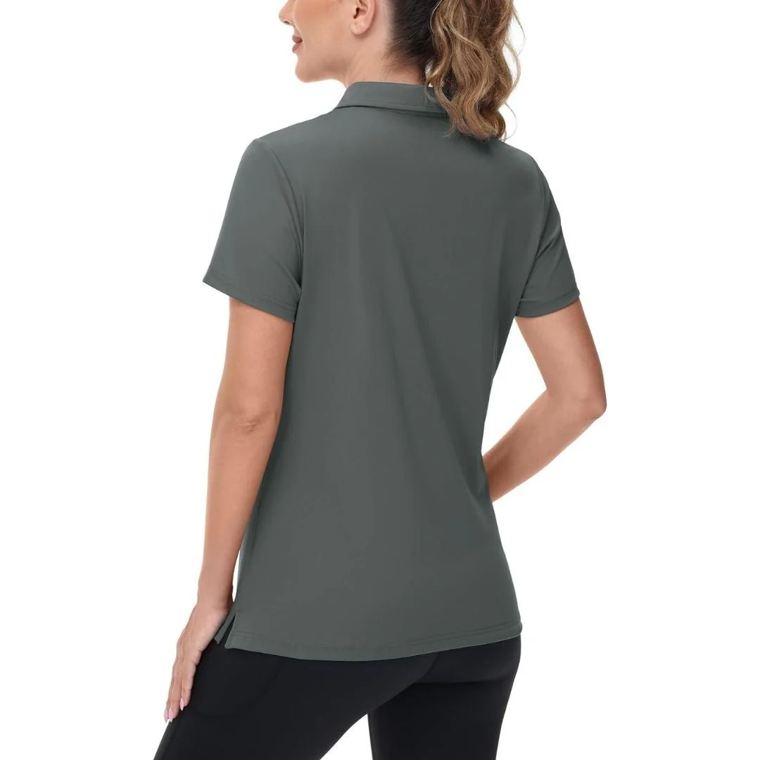 Womens V Neck Quick Dry UPF 50+ Golf Polo Shirt