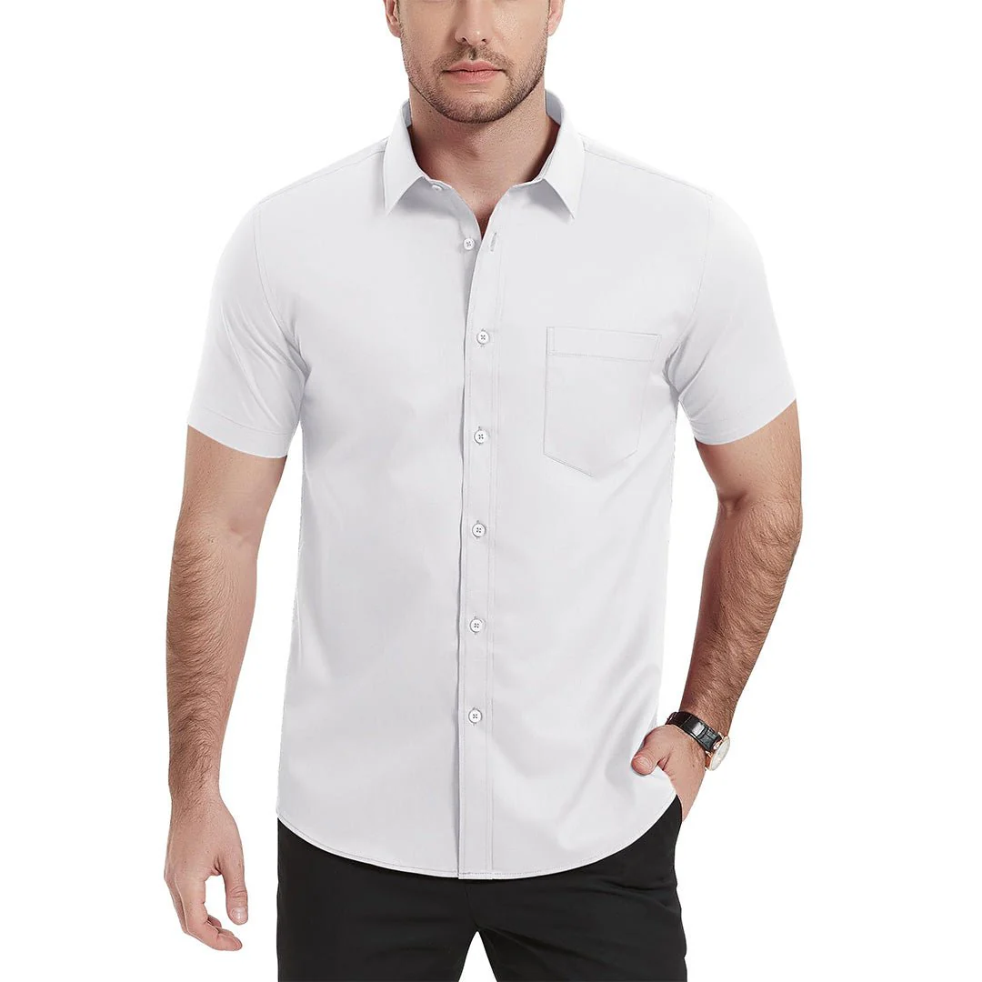 Men's Summer Casual Regular Fit Button Down Short Sleeve T-shirt