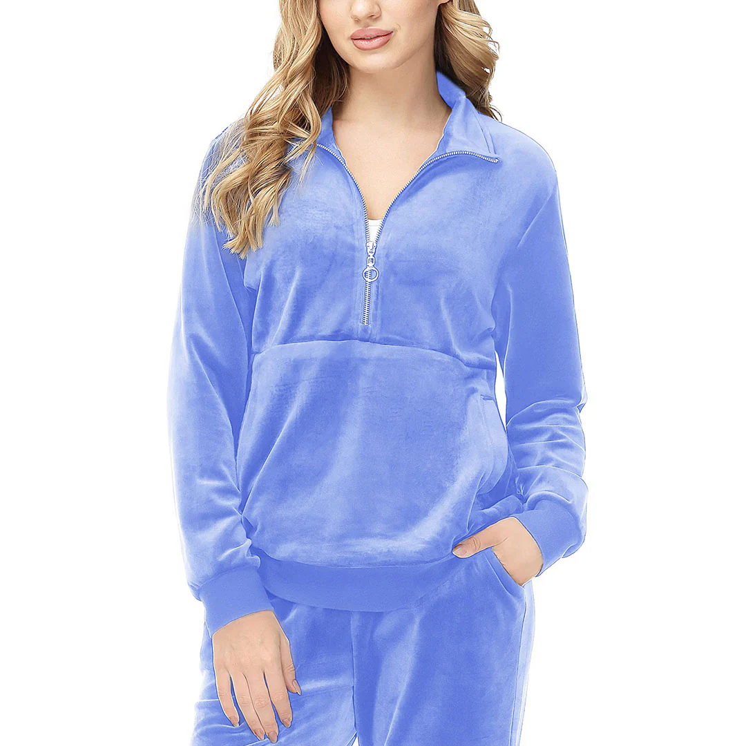 Women's Half Zip Velour Pullovers