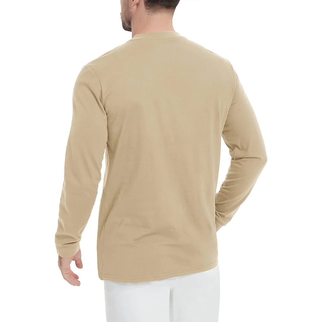 Men's Henley Long Sleeve Cotton Casual Moisture Wicking Shirts
