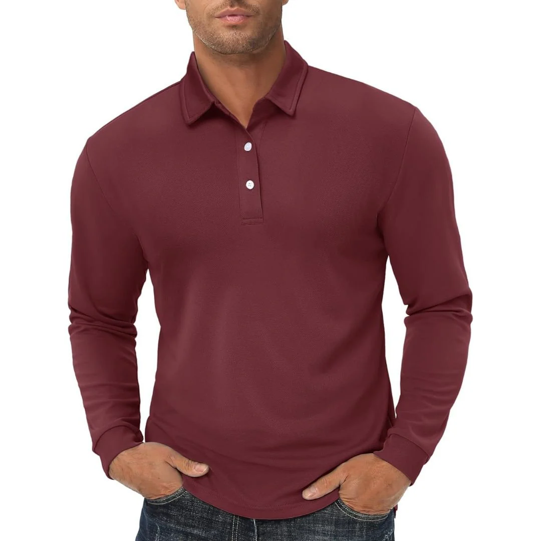 Men's Quick Dry Golf Polo Long Sleeve Shirt