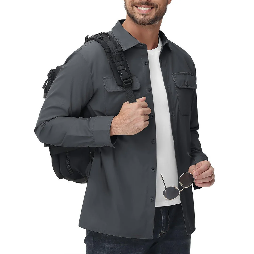 Men's Cotton Casual Button-Up Long Sleeve Shirts