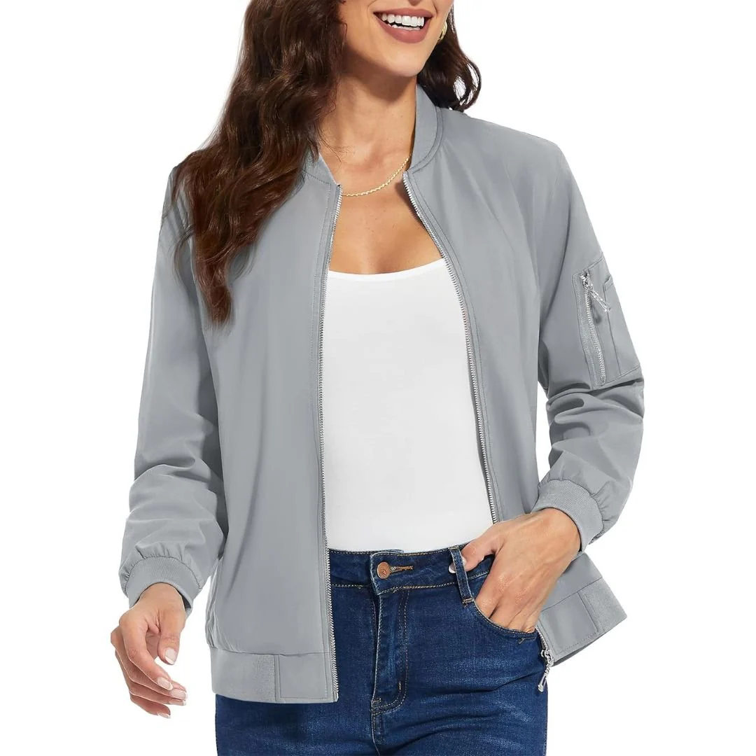 Women's Lightweight Casual Windbreaker Bomber Jackets