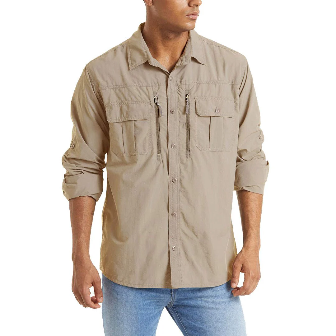 Men's Tactical Sun Protective Button-Down Long Sleeve Shirt