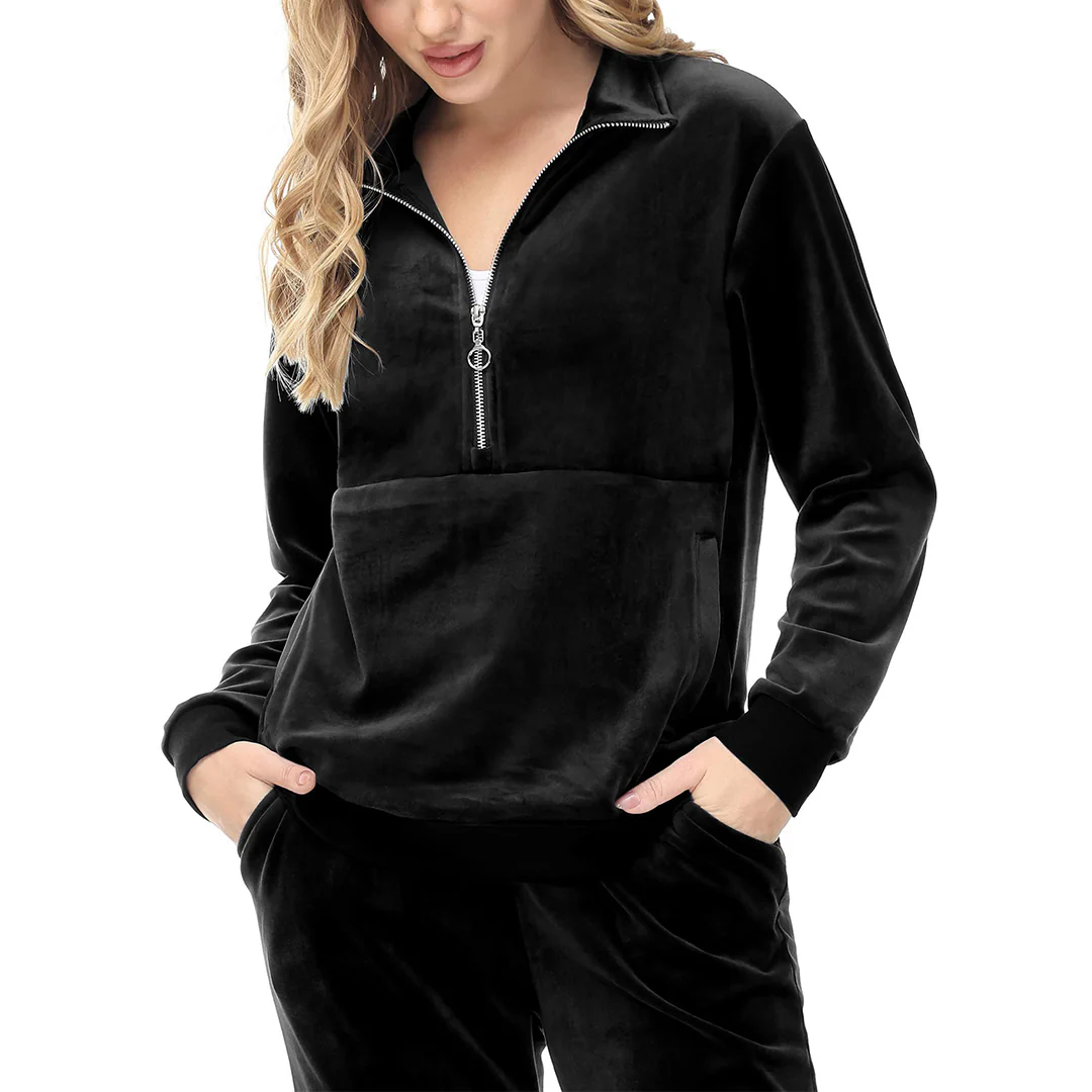 Women's Half Zip Velour Pullovers