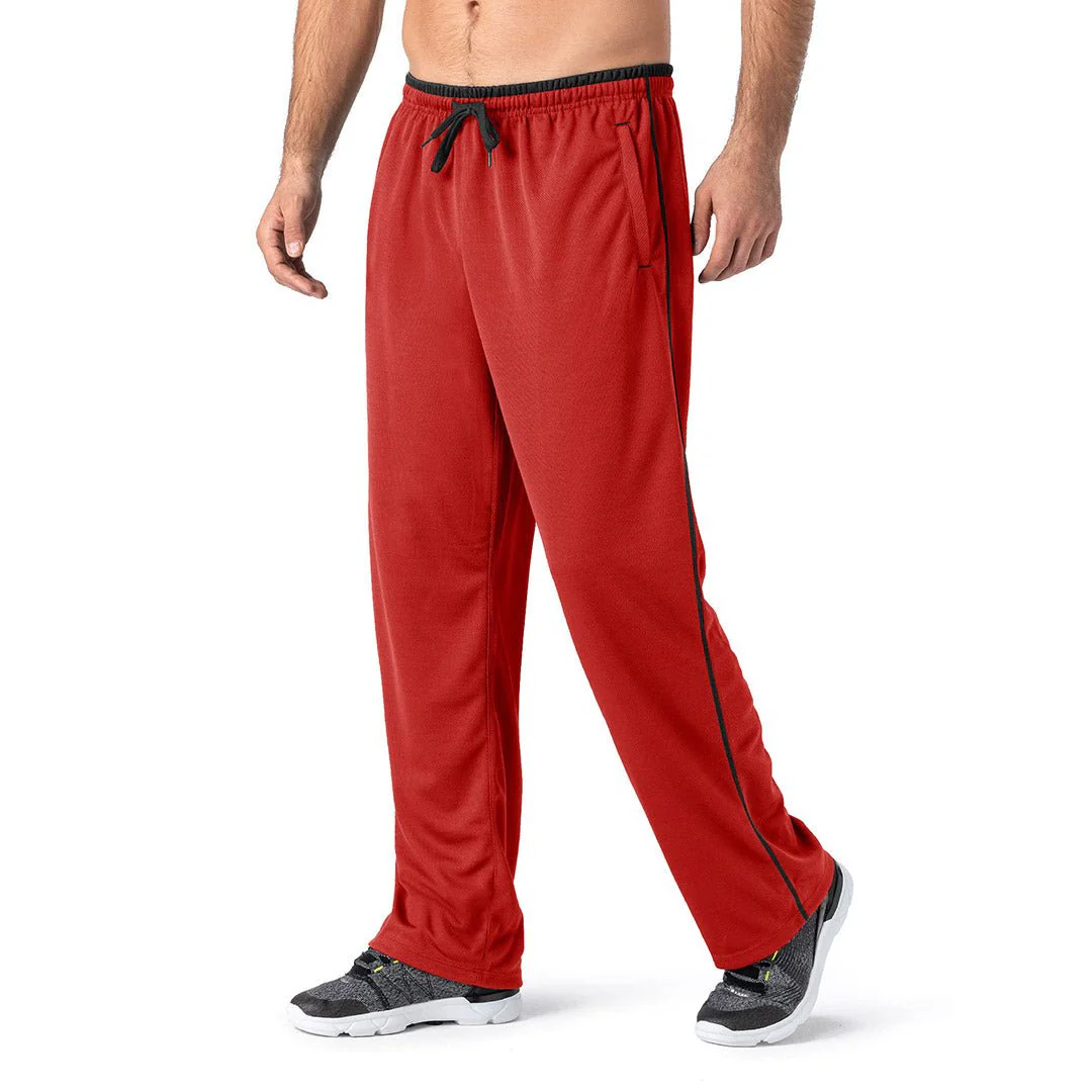 Men's Casual Open Bottom Mesh Sweatpants with Pockets