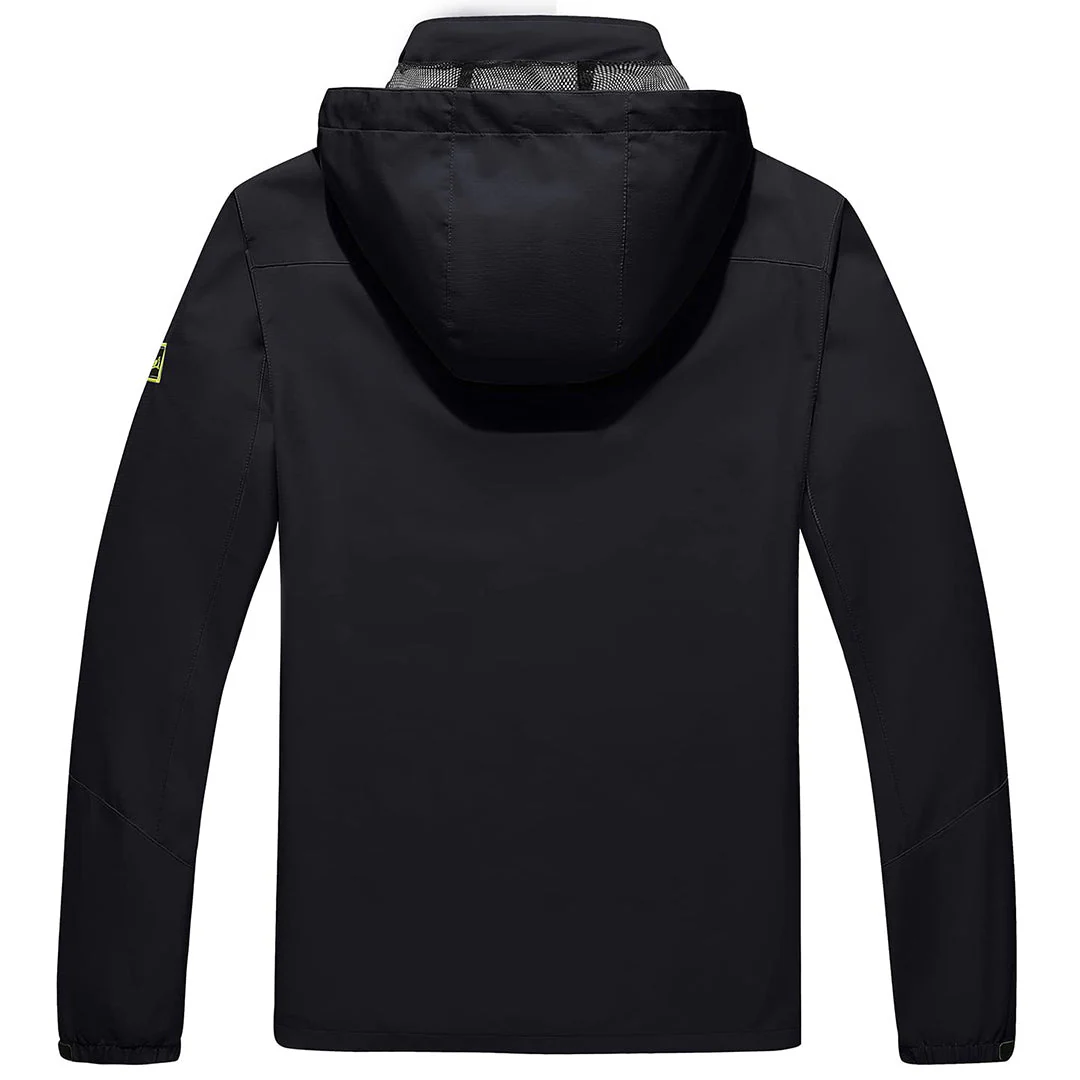 Men's Lightweight Waterproof Windproof Outdoor Hiking Jacket with Zipped Pockets