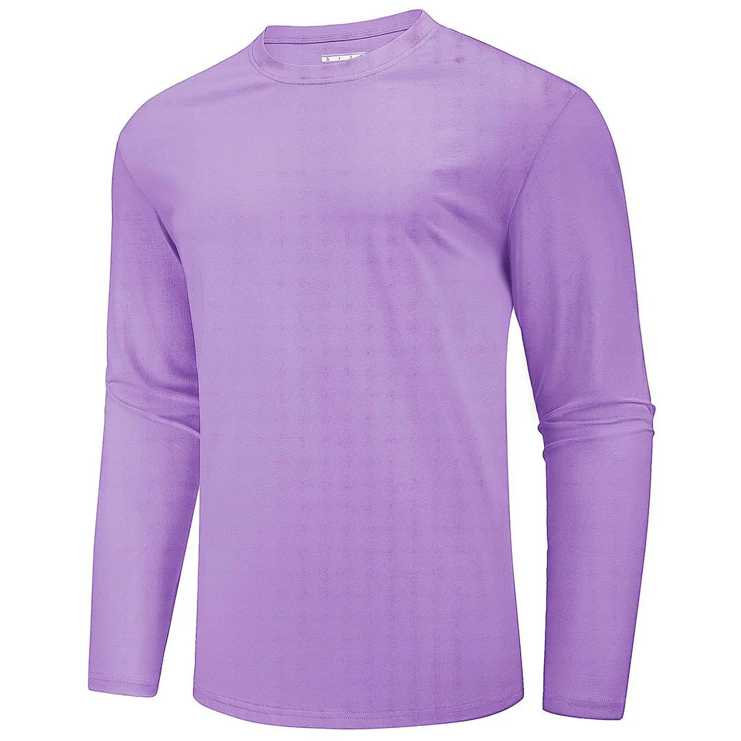 Men's Cotton Solid Color Classic Casual Long Sleeve T-shirt