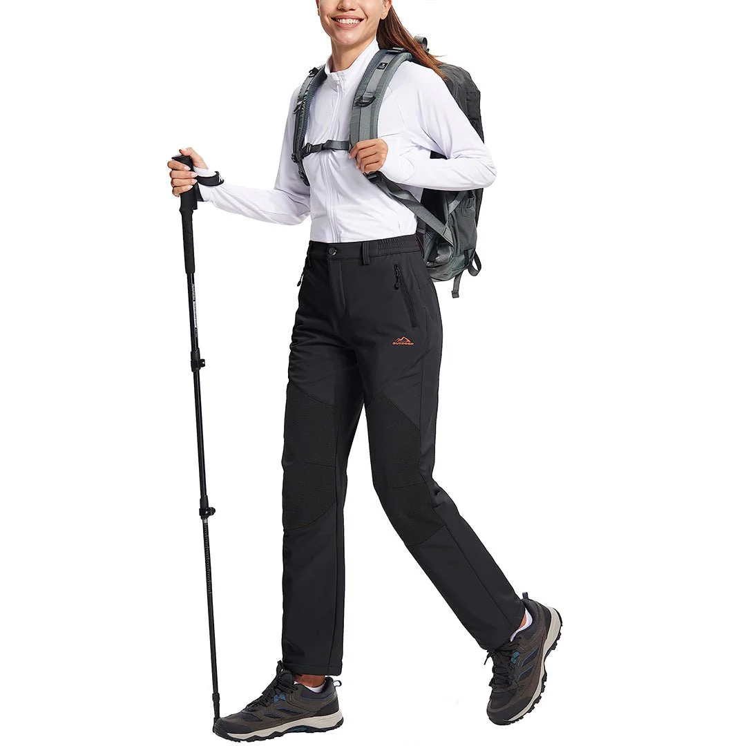 Women's Outdoor Windproof Fleece Lined Hiking Softshell Pants