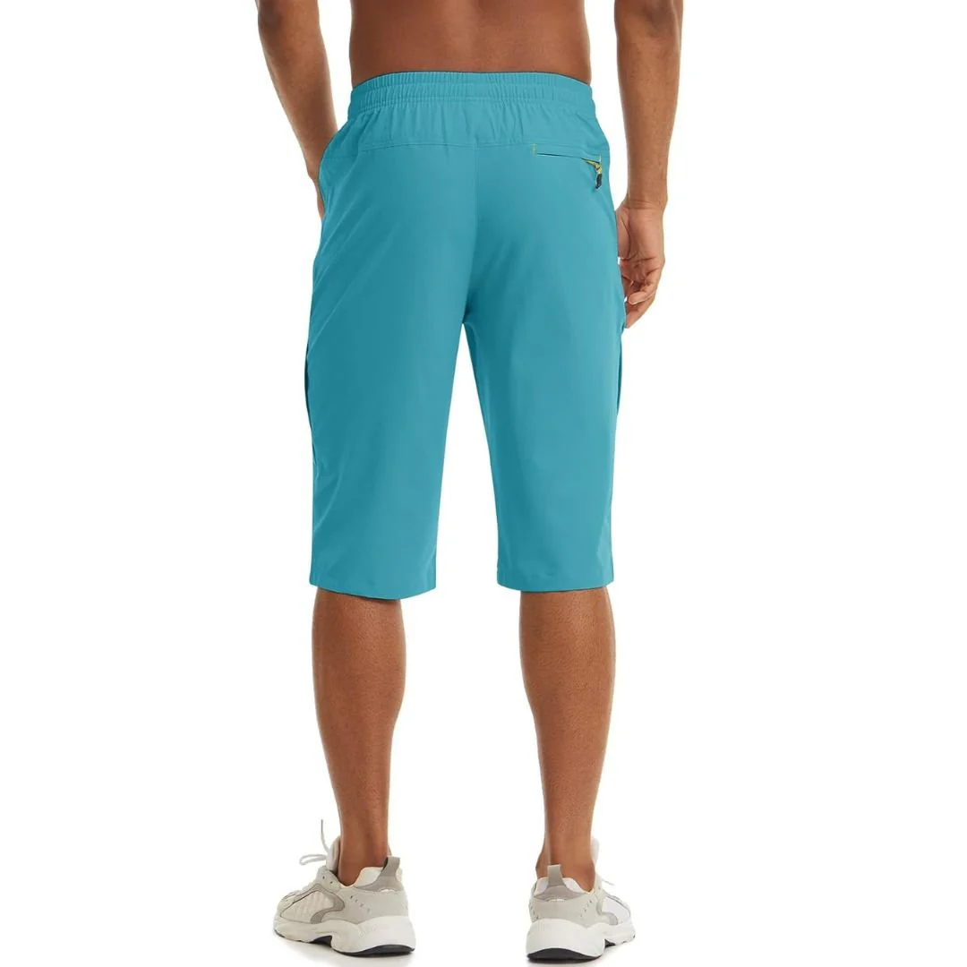 Men's Quick Dry 3/4 Capri Zipper Pockets Long Shorts