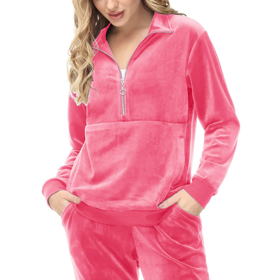 Women's Half Zip Velour Pullovers
