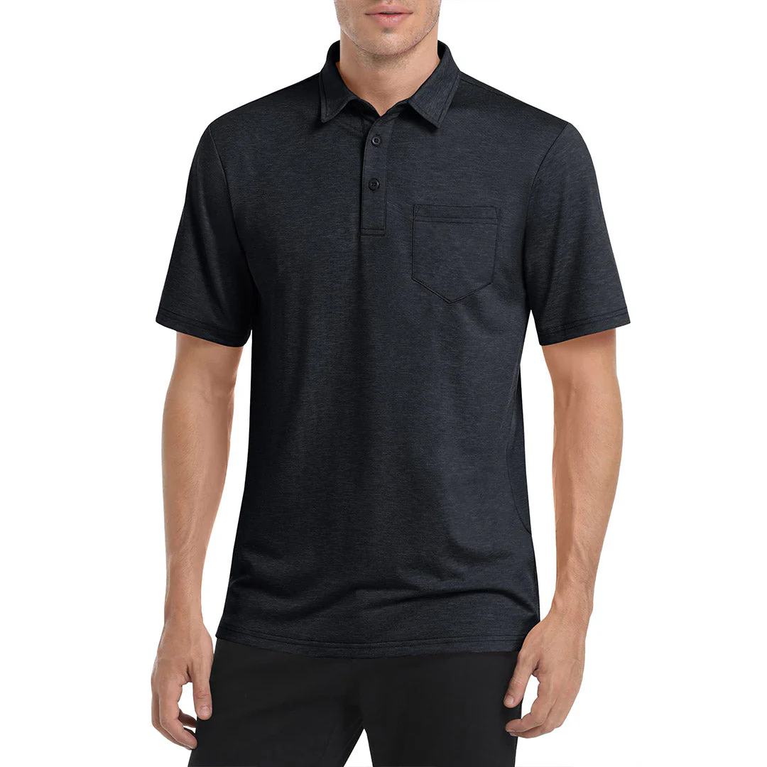 Men's Polo Quick Dry 3 Buttons T-Shirt with Pockets