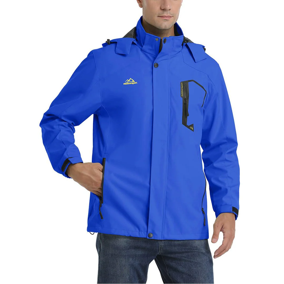 Men's Lightweight Waterproof Windproof Outdoor Hiking Jacket with Zipped Pockets