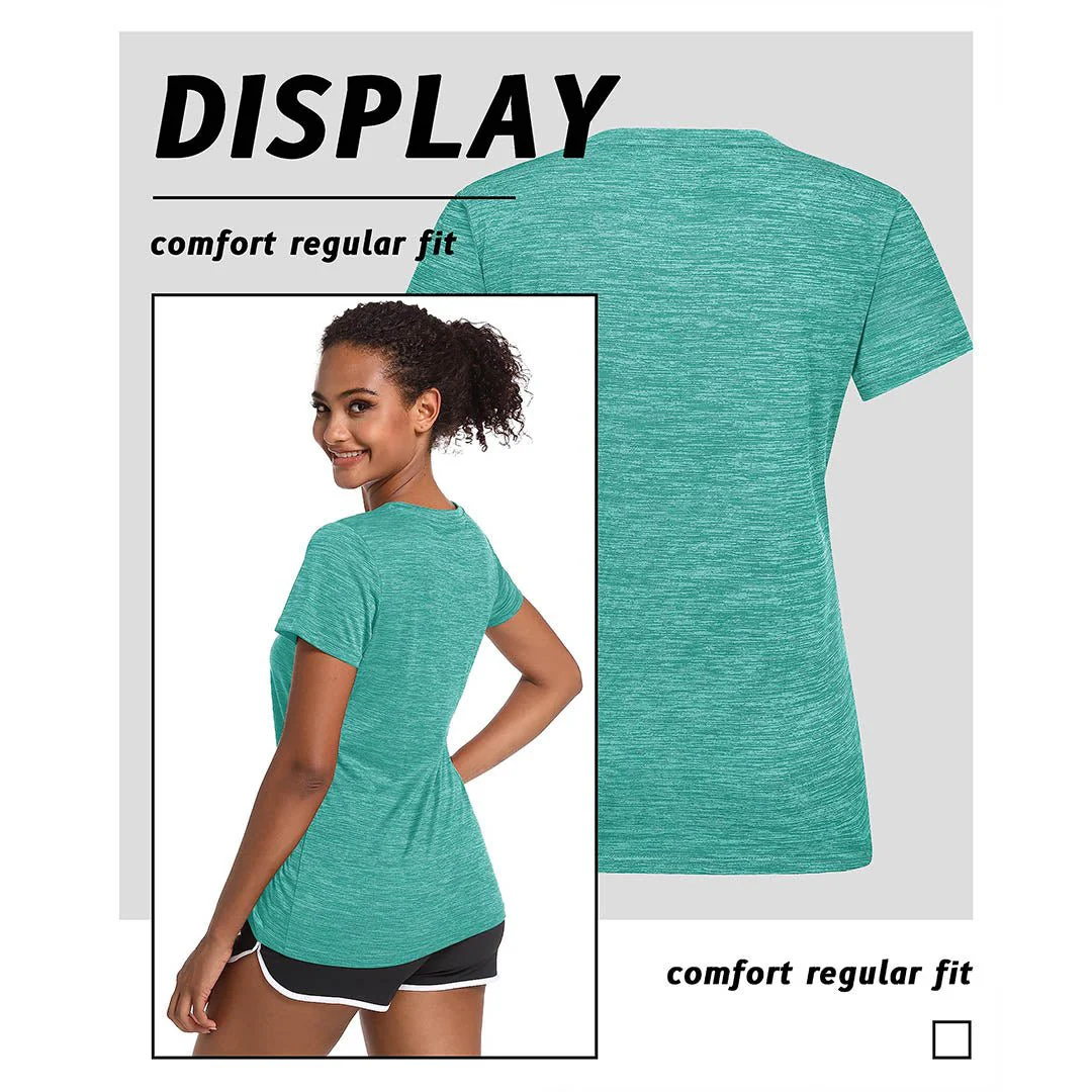 Women's Quick Dry Athletic V-Neck Yoga Gym T-shirts