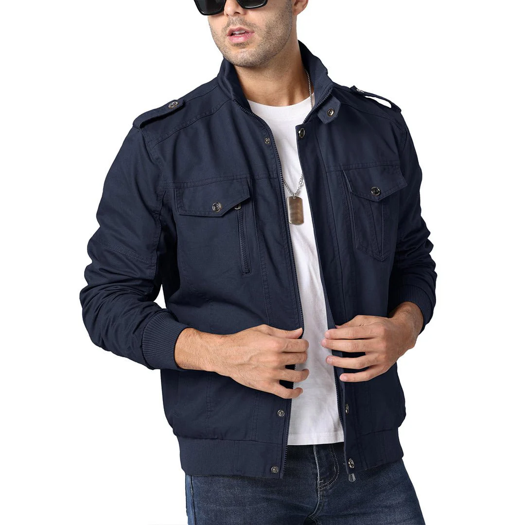 Men's Lightweight Casual Cotton Military Cargo Jacket